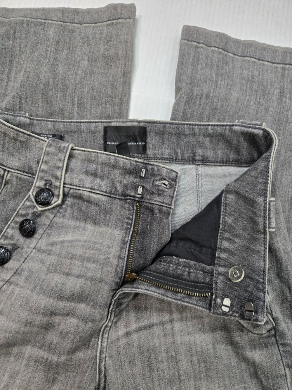 WHBM Size 2 Mariner Wide-Leg High-Rise  Jean's Faded Gray Wash Denim - Picture 8 of 14